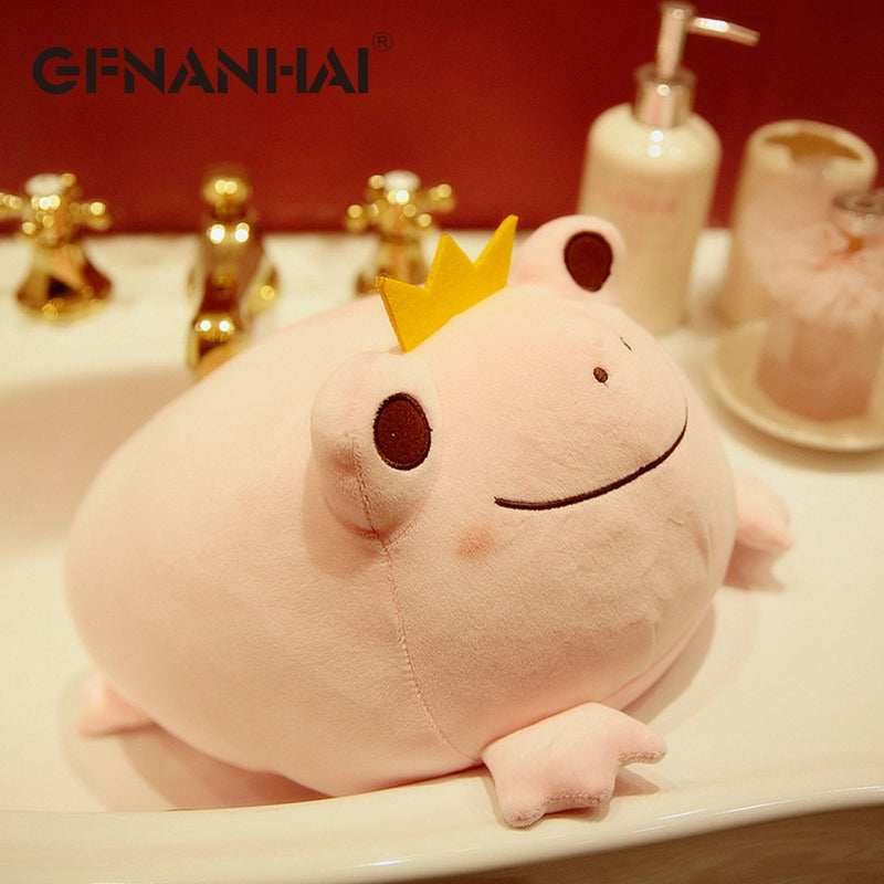1pc 35cm cute the Crown Frog plush pillow stuffed down cotton kids toys kawaii smile frog dolls for children birthday gift