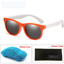 LongKeeper Spiegel Kinder Sonnenbrillen mit Etui Jungen Mädchen Polarisiert Silikon Sicherer Sonnenschutz Brille Geschenk Für Kinder Baby UV400 Gafas