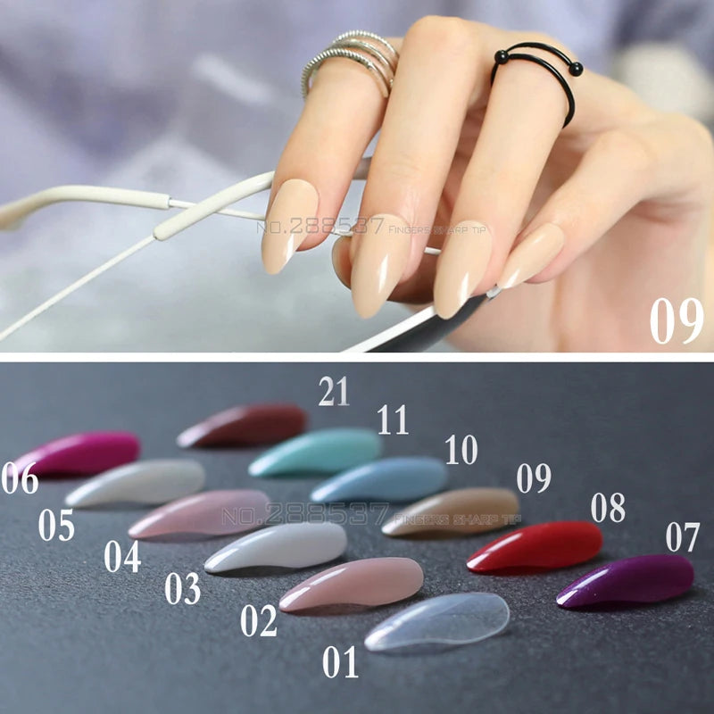 New Fake Short Rose Pointed Soft Pink Nude Red Brown Blue Stiletto False Nails full cover Pure colour candy Purple Khaki White