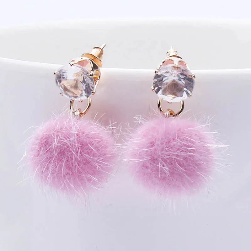 New Temperament Short Stud Earrings Wild Simple Bobo Ball Female Models Earrings For Women Jewelry brincos bijoux