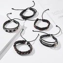 Men Bracelets Vintage Multilayer Leather Braid Bracelets Bangles Star Leaf Owl Handmade Rope Wrap Bracelets Male Gift Jewlery