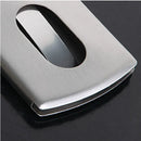 Vogue Thumb Slide Out Stainless Steel Pocket Business ID Credit Card Holder Case Men Office Supplies