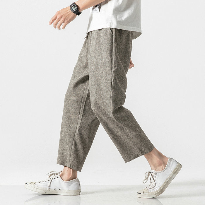 Chinese Style Harajuku Men Oversize Wide Leg Pants 2023 Mens Straight Casual Hip Hop Ankle-Length Pants Summer Male Harem Pants