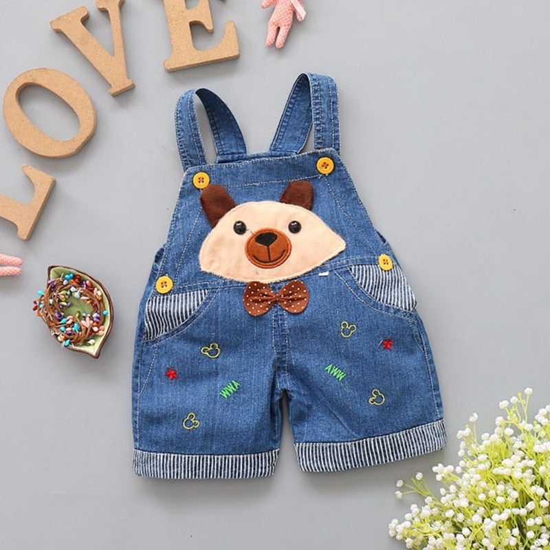 1 2 3T Baby Clothing Boys Girls Jeans Overalls Shorts Toddler Infant Denim Rompers Cute Cartoon Bebe Pants Summer Bib Clothes