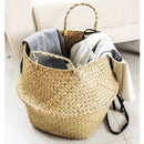 Handmade Bamboo Storage Basket Folding Clthoes Laundry Basket Straw Wicker Rattan Seagrass Belly Garden Flower Pot Plant Basket
