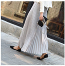 Womens Fashion Pleated Midi Long Skirt Female Korean Japanese Casual High Waist Skirts Jupe Faldas 10 Colors 2021 Spring SK295