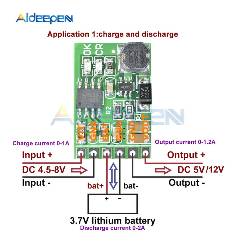 DC 5V 12V Discharger Board DC DC Converter Boost Step-up Module UPS Diy Li-lon LiPo Lithium Battery