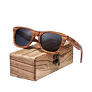 BARCUR Vintage Natura Zebra Wood Sunglasses Women Men Square Sun glasses Polarized Retro Sunglasses