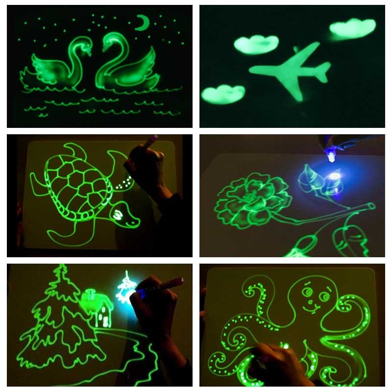 Big Size Illuminate Luminous LED Drawing Board A3 A4 A5 Draw With Light In Dark Children Kids Paint Toy DIY Educaitonal Boy Girl