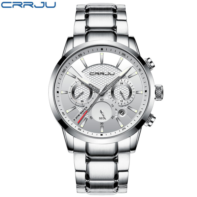 CRRJU Mens Watches Military Brand Luxury Sports watch for men Casual Waterproof Mens Watch Quartz Stainless Steel Man Wristwatch