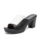 GKTINOO Damen-Hausschuhe 2023 Damen Sommer-Pantoletten Echtes Leder Schuhe Damen High Heels Mode Sommer-Schuhe