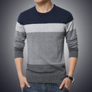 Casual Men's Sweater O-Neck Striped Slim Fit Knittwear 2023 Autumn Mens Sweaters Pullovers Pullover Men Pull Homme M-3XL