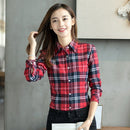 2022 Spring New Fashion Casual Lapel Plus Size Blouses Women Plaid Shirt Checks Flannel Shirts Female Long Sleeve Tops Blouse