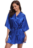 RB032 2018 Neuer Seidenkimono Bademantel Damen Seidenbrautjungfern Roben Sexy Marineblaue Roben Satin Robe Damen Morgenmäntel