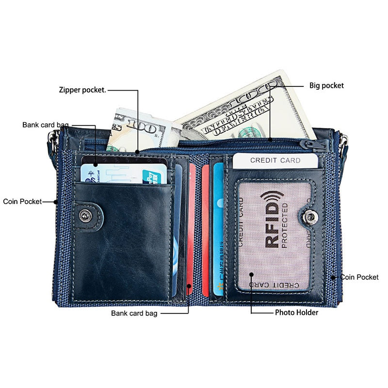 Hot!!! Genuine Leather Women Wallet Purses Coin Purse Female Small Portomonee Bifold Rfid Wallet Lady Purse For Men Money Bag