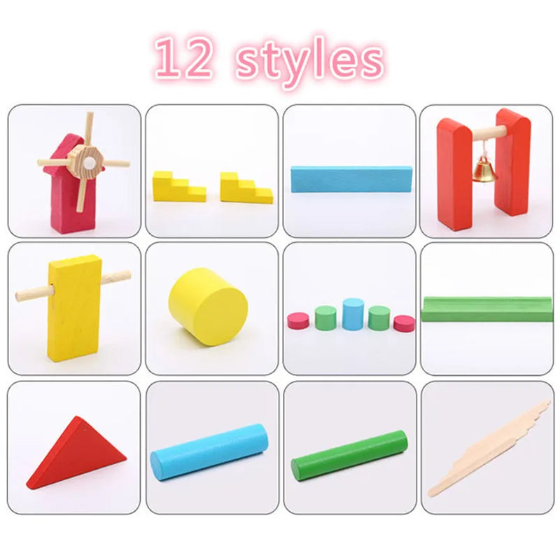 Kids Wooden Domino Institution Accessories Organ Blocks Rainbow Jigsaw Dominoes Montessori Educational Wood Toys for Children