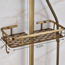 rozin Antique Brass Shower Faucet Set Bathroom Shower Column with Shelf Rainfall Hot Cold Water Mixer Tap Handhold Shower Faucet