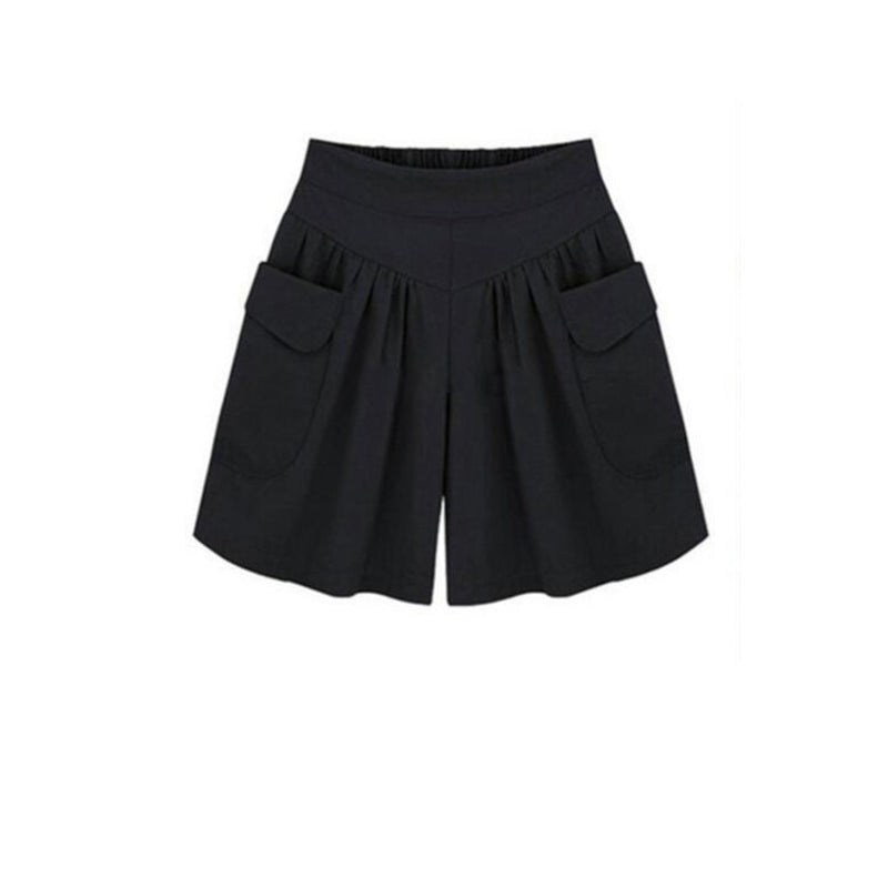 NDUCJSI Casual Shorts Women Summer Elastic Waist Loose Black Navy Soft Cotton Femme Street