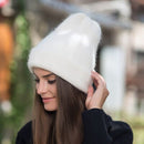 [Rancyword] Women Winter Hats Beanies Knitting Rabbit Wool Fur Hat Female Real Fur Skullies Caps Gorros Solid Color RC1222-2