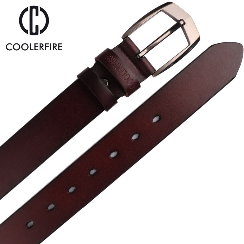 Coolerfire men high quality genuine leather belt luxury designer belts men cowskin fashion Strap male Jeans for man cowboy HQ043