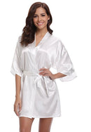 RB032 2018 Neuer Seidenkimono Bademantel Damen Seidenbrautjungfern Roben Sexy Marineblaue Roben Satin Robe Damen Morgenmäntel