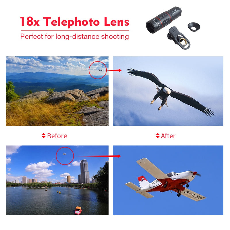 APEXEL Telefon Camera Lens universal 18X Telescope Zoom telescope  Mobile Phone Lens for iPhone Xiaomi Smartphones  APL-18XT