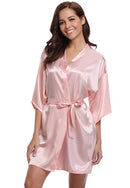 RB032 2018 Neuer Seidenkimono Bademantel Damen Seidenbrautjungfern Roben Sexy Marineblaue Roben Satin Robe Damen Morgenmäntel