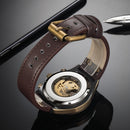 SHENHUA Motorrad Neues Design Transparenter echter Bronze-Gürtel Wasserdichte Skelett Herren Automatikuhr Top Marke Luxusuhr