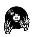 Punk Music Lovers Pin Skeleton DJing Vinyl Record Player Enamel Pin Badge Tape Lapel Pins Brooches Shirt Bag Cool Gothic Jewelry