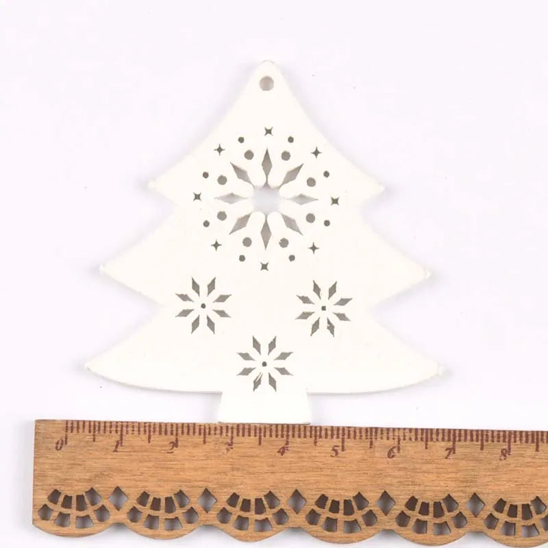 5pcs+1m hemp rope Christmas Tree Ornament Wooden Hanging Pendants Christmas tree snow angel Star Christmas Decorations for Home