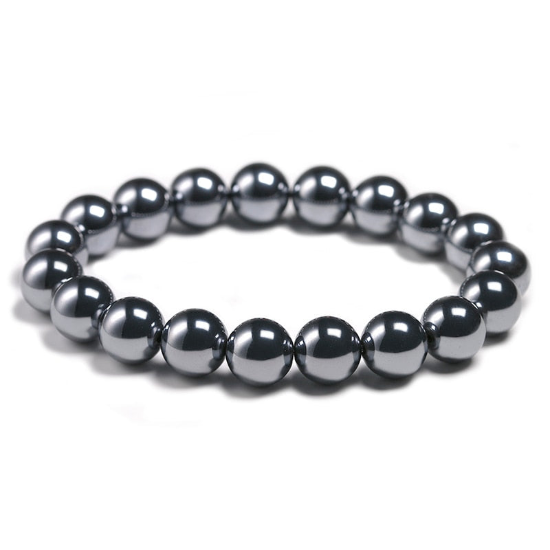 AAA Natural Black Shine Terahertz Round Beads Stone Beads Bracelet Women 6/8/10mm Men Jewelry Health Gemstone Gift