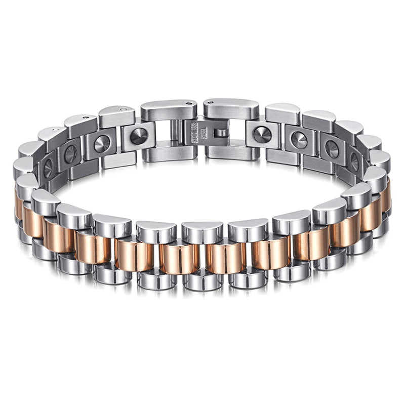 RainSo 99.999% Pure Germanium Bracelet for Women Korea Popular Stainless Steel Health Magnetic Germanium Energy Couple Jewelry