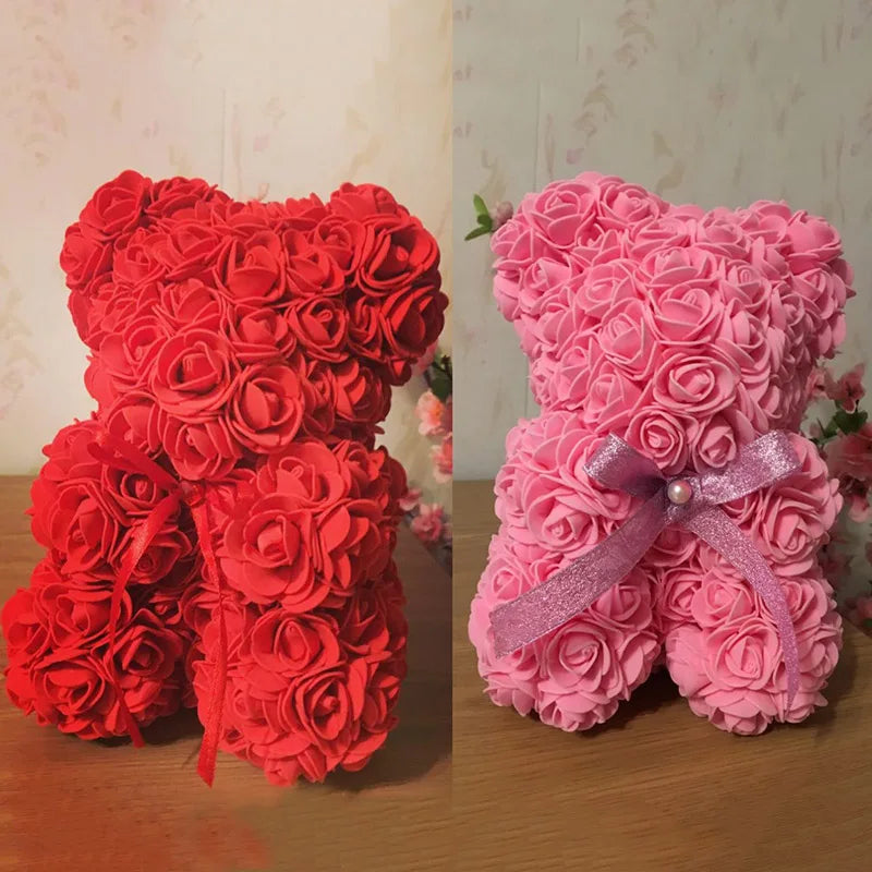 Bear-Shaped Modeling White 3D Polystyrene Foam Bear Mini PE Foam Rose Flower for DIY Crafts Gifts Valentine's Day Party Supplies