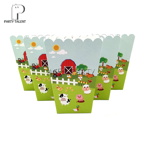 Popcornbox für Kinder Bauernhof Tiere Motto Geburtstag Babyparty Deko Partyzubehör 24 Stück/Los