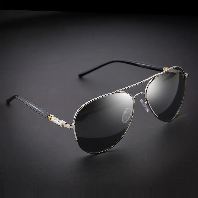 Classic Photochromic Pilot Polarized Sunglasses Men Driving Chameleon Discoloration Sun Glasses Male Shades Oculos De Sol UV400