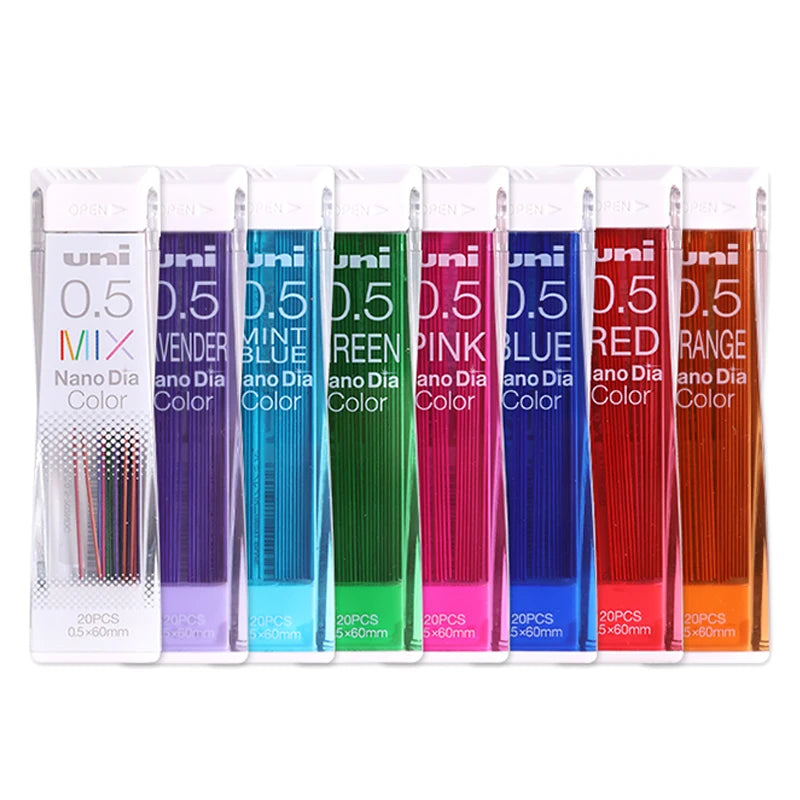 Japan Uni Nano Dia Color 0.5-202NDC Colored Mechanical Pencil Leads Refills 0.5mm Writing Supplies 202NDC Stationery