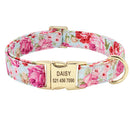 Personalized Floral Dog Collar Custom Small Medium Dog Pet ID Collar Flower Print Nylon Large Dog Engraved Collars for Pitbull