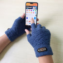 Fashion Winter Acrylic Wool Plus Plush Thick Jacquard Knit Warm Half Finger Mittens Men Full Finger Touch Screen Gloves C2