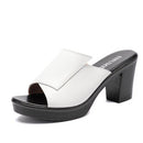 GKTINOO Damen-Hausschuhe 2023 Damen Sommer-Pantoletten Echtes Leder Schuhe Damen High Heels Mode Sommer-Schuhe