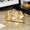 Goldene Acrylbox Geometrische Abendtasche Clutch Elegante Kette Damentasche für Party Umhängetasche für Hochzeit/Dating/Party