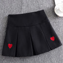 Koren Fashion High Waist Women Skirt Cute Embroidery Pleated Short Elastic Waist Mini Skirts Japanese Style Sweet A-Line Skirt