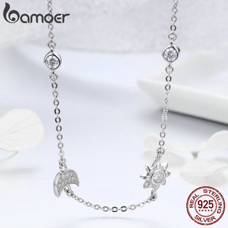 11.11 Sales 925 Sterling Silver Sparkling Moon and Star Exquisite Pendant Necklaces for Women 925 Silver Jewelry Gift SCN272