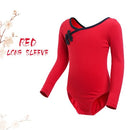 Girls Ballet Dance Leotards Chinese Knot Button Dance Wear Kids Bodysuit Red Gymnastic Leotards Toddler Swimsuit