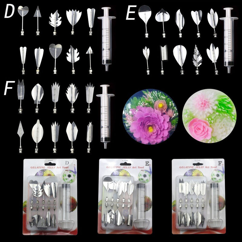 Baking Cake Tools 3D Gelatin Jelly Art Pudding Flowers Cake Decorating Tools Needle Tools Stainless Steel Nozzle Syringe Kit