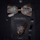 JEMYGINS Original Design Natural Brid Feather Exquisite Hand Made Bow Tie Brooch Pin Gift Box Set For Men Wedding Party Bowtie
