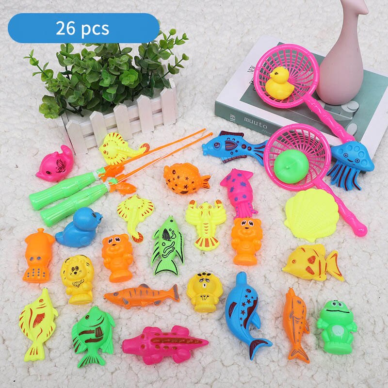 46pcs/Set Children's Magnetic Fishing Toy With Inflatable Pool Parent-Child Interactive Game Baby Bath Toys Summer Outdoor Toy