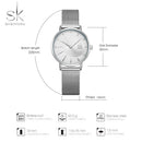 Shengke Women Silver Quartz Watch for Female Top Luxury Brand Quartz Watch Women's Mesh Band Fashion Reloj Mujer 2022 New Clock