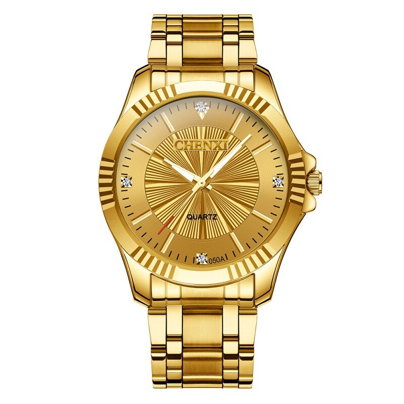 CHENXI Creative Golden Men&#39;s Quartz Wristwatches Women Men Full Steel Luxury Clock Brand Watches lovers&#39; Waterproof Gold Watch