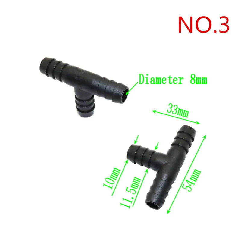 Plastic Barb Hose Fitting Tee Connector 3mm 4mm 8mm 10mm 13.5mm 3-Way Hose Joint Tube T-Shape Pipe Fittings 10 Pcs