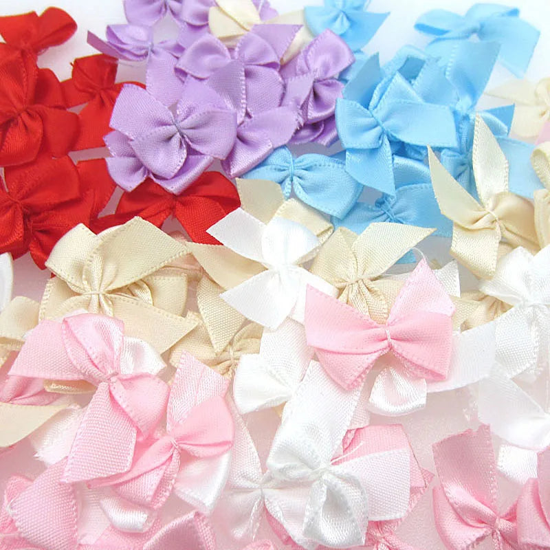 50Pcs Handmade Mini Satin Ribbons Bow For Christmas Bows Gift Craft Wedding Party Sewing DIY Apparel Accessories